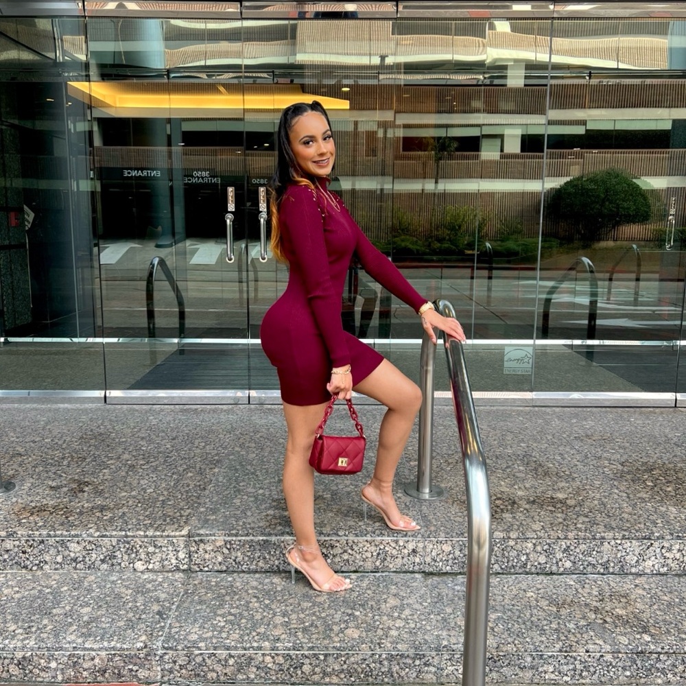 Burgundy Lace-Up Shoulder Bodycon Dress – Fashion Nova